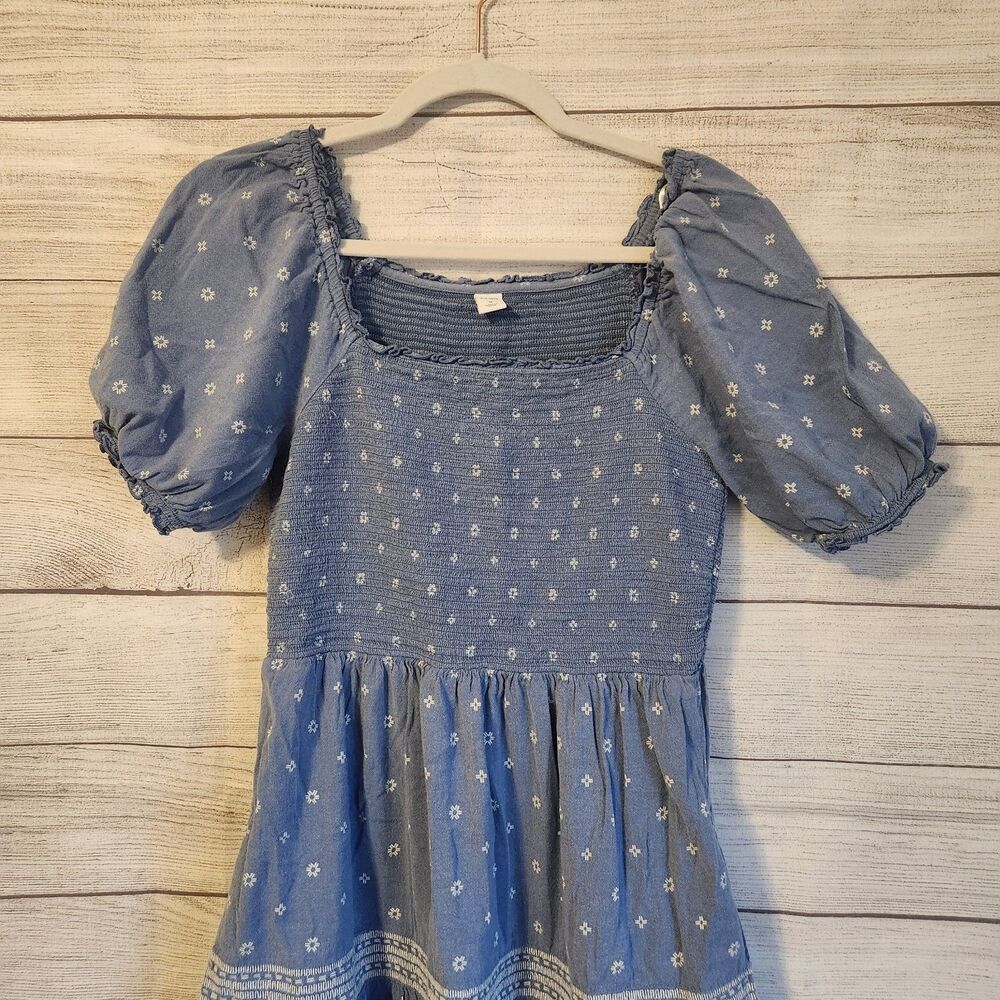 Old Navy Blue M floral short sleeve cottagecore Y2K summer beach coastal dress - Picture 3 of 9